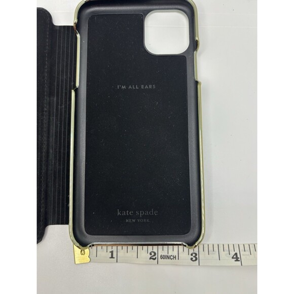 Kate Spade New York Leather Phone Case Wallet Black Gold Wrap Folio Case - Picture 6 of 11